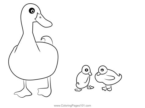 Mother Duck With Ducklings Coloring Page for Kids - Free Ducks ...