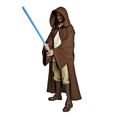 Men's Brown Jedi Tunic Obi Wan Wizard Cloak Costume Robe, Medium ...