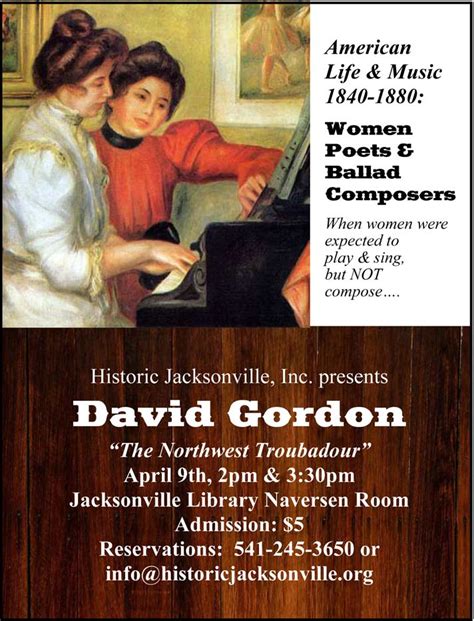 Pioneer History in Story & Song: “Women Poets & Ballad Composers” - Jacksonville Review Online