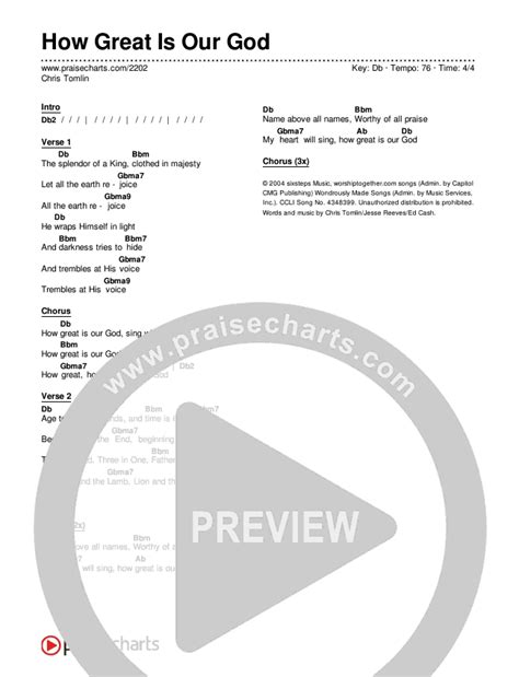 How Great Is Our God Chords PDF (Chris Tomlin) - PraiseCharts