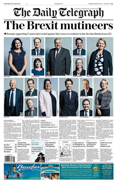 The Brexit Mutineers (Daily Telegraph front page) : r/unitedkingdom