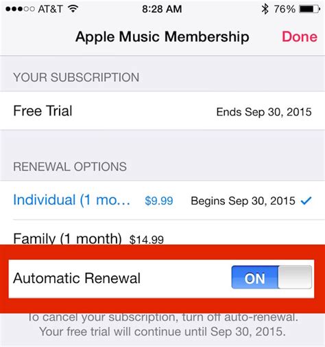 How to Adjust Automatic Renewal of Apple Music Subscription