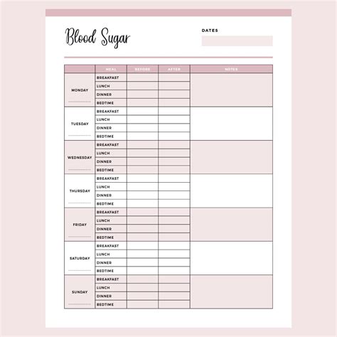 Printable Blood Sugar Chart | Plan Print Land | Reviews on Judge.me