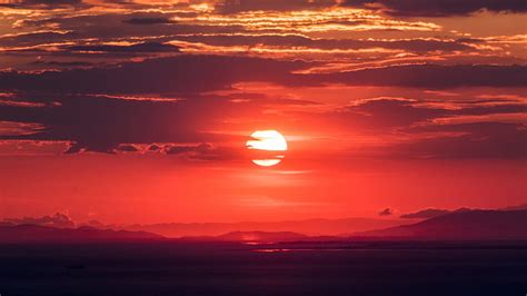 Red Sunset Sky, Red, Sky, Clouds, Sun, Sunsets, Nature, HD wallpaper ...