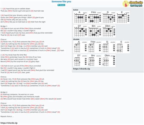 Chord: Someone like you - tab, song lyric, sheet, guitar, ukulele | chords.vip