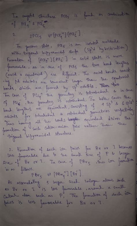 The crystal structure of PCl5 is composed of PCl4 and PCl6- units. 1 ...