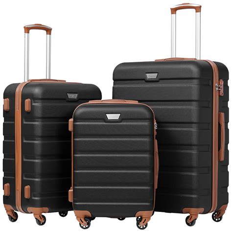 Coolife Luggage 3 Piece Set Suitcase Spinner Hardshell Lightweight TSA Lock 4 Piece Set apricot ...