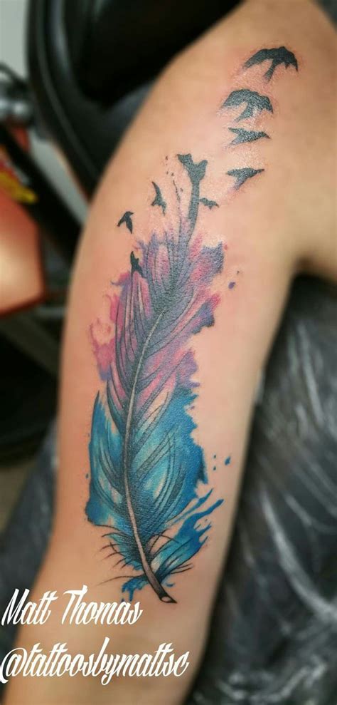 Watercolor feather | Feather tattoos, Mom tattoos, Tattoo portfolio