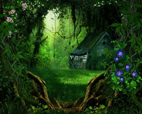 digital, Art, 3d, Phantasmagoria, Trees, Forest, Flowers, Building ...