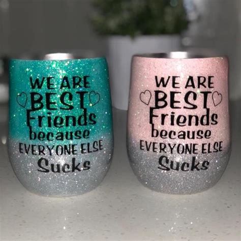 Best Friends Tumblers Glitter Tumblers Bridal Gifts | Etsy in 2021 | Custom tumbler cups, Diy ...