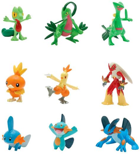 Pokemon Evolution Treecko, Torchic Mudkip Figure 9-Pack Tomy - ToyWiz