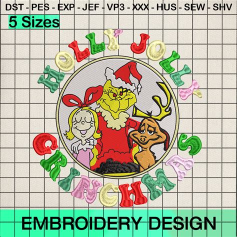 Grinchmas Vibes Holiday Embroidery Design, Merry Christmas Grinch Embroidery Designs - SVGbees