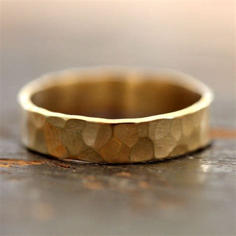 14k Gold Hammered Ring | 14k gold hammered ring, Hammered rings, Mens ...