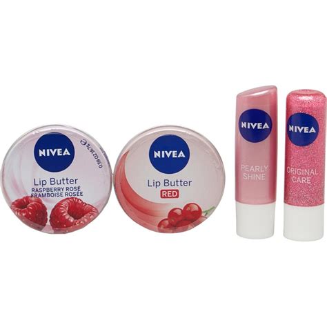 Buy Nivea Luscious Lips Gift Set 2 x Lip Balm Red & Raspberry & Tin Multi