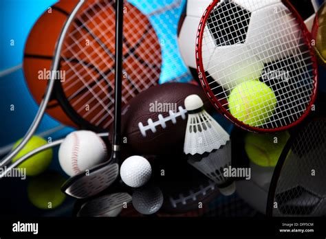 Sport equipment and balls Stock Photo - Alamy