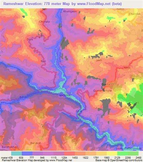 Elevation of Rameshwar,India Elevation Map, Topography, Contour