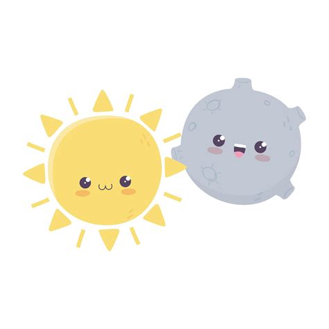 cute sun moon kawaii cartoon character 1846727 Vector Art at Vecteezy