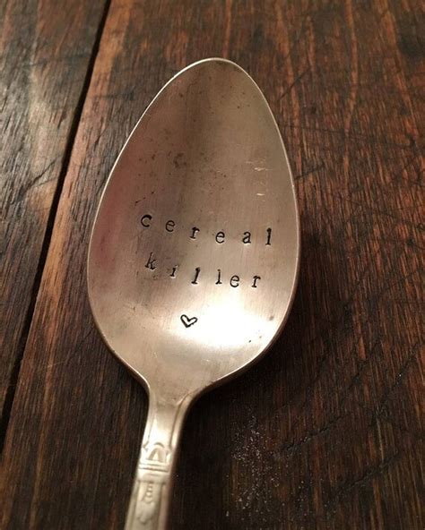 Cereal Spoon Stamped Silver Spoon Cereal Killer | Etsy