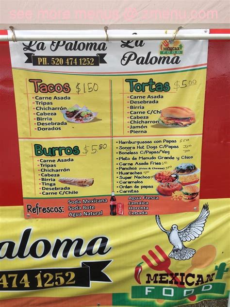 Online Menu of La Paloma Restaurant, Tucson, Arizona, 85701 - Zmenu