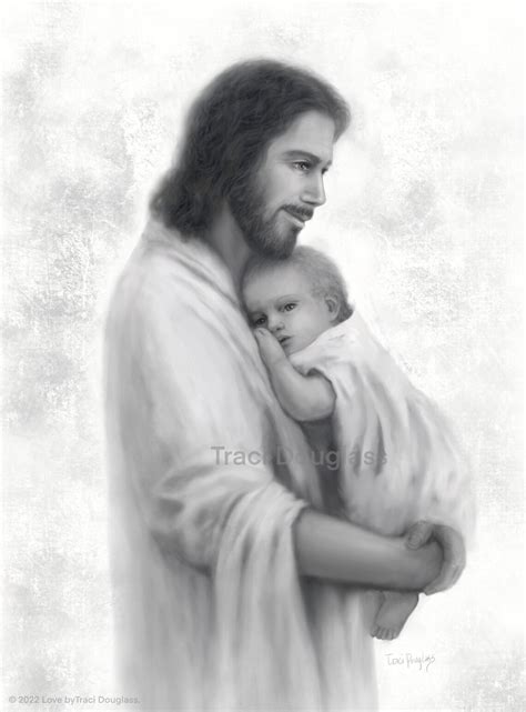 Jesus Holding a Newborn Baby, Print of a Pencil Drawing, Heaven, Gifts ...