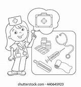 Coloring Page Outline Cartoon Doctor First Vector De Stock Libre  sketch template