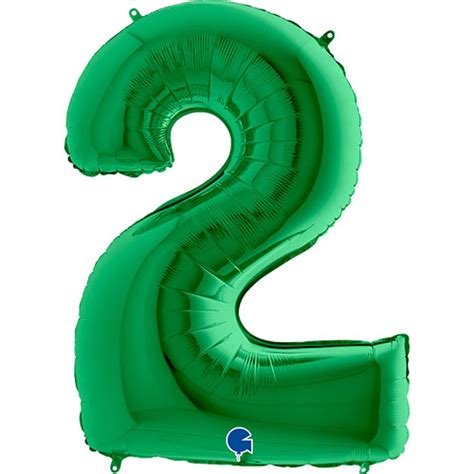 Green Number 2 Helium Foil Giant Balloon 102cm / 40 in | Partyrama