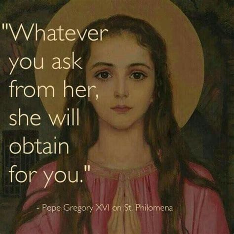 Pope Gregory XVI on St. Philomena. Catholic Memes, Saint Quotes ...