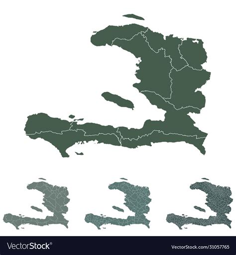 Haiti map outline administrative regions template Vector Image