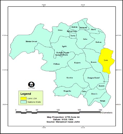 -Map Showing Kaduna State Local Government Areas | Download Scientific ...