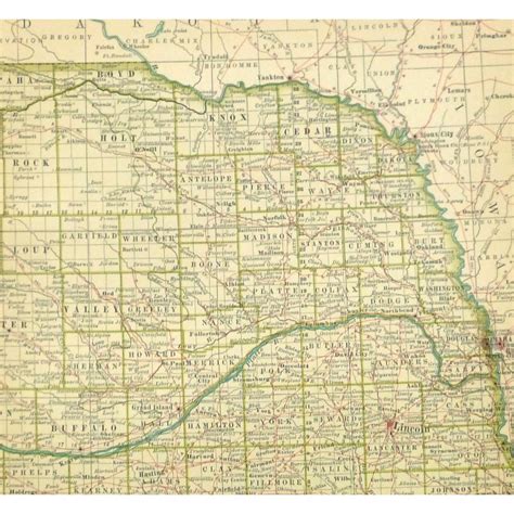 Map - Nebraska, 1897 - Original Art, Antique Maps & Prints