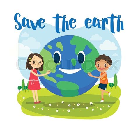 Save the earth ecology concept cartoon ... | Stock vector | Colourbox