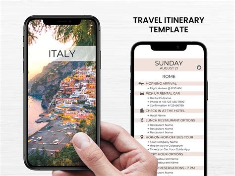 Mobile Travel Itinerary Template, Mobile Travel Planner Template ...