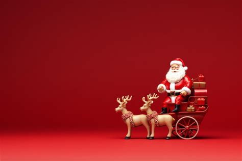 Premium AI Image | Santa Claus and reindeer on a red background