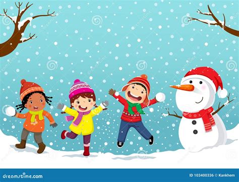 Children Playing Snow Stock Illustrations – 3,761 Children Playing Snow ...