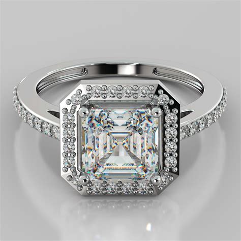 Asscher Cut Pave Style Halo Wedding Ring Set | 2.53CT