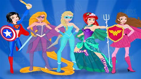 Disney Princesses as Superheroes - Elsa Anna Rapunzel Ariel Jasmine Dress Up Games - YouTube