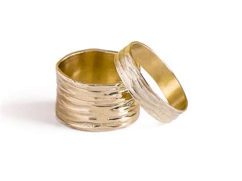 Wedding Band Sets14K Solid Gold Wide Wedding Band Sets Women