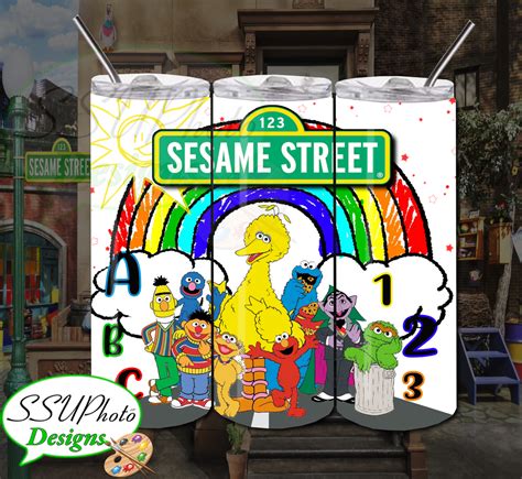 Sesame Street 1 20 OZ Skinny TumblerD Digital Design – SSUPhoto Designs