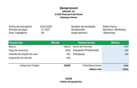 Recibo de sueldo: Para Nómina en Excel - Siempre Excel