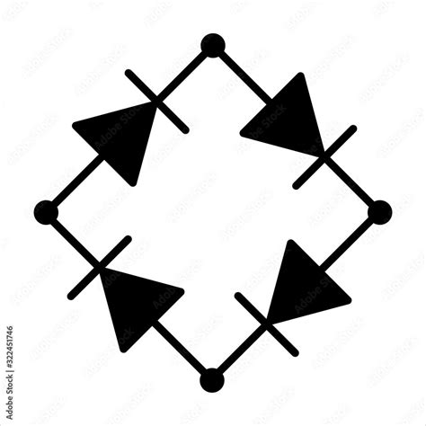 Full Bridge Rectifier Component Symbol For Circuit Design Solid Black Version Stock Illustration ...