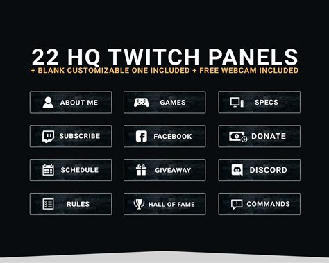 Twitch Panels Dark Theme Bundle of 22 High Quality Twitch Panels FREE WEBCAM OVERLAY - Etsy