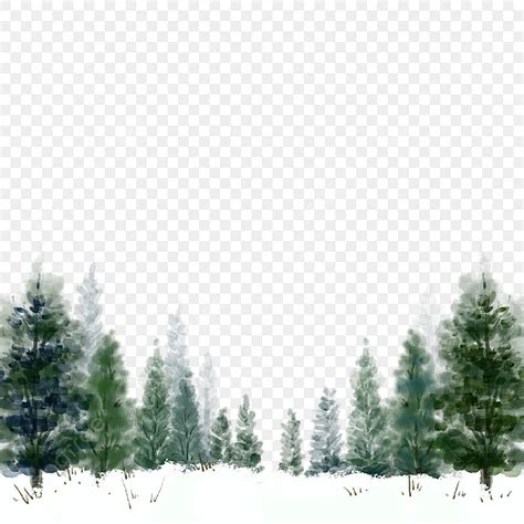 Snow Pine White Transparent, Christmas Winter Ink Snow Scene Snow Pine ...