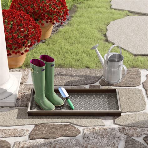 Lark Manor Hillpoint Double Circles 30" x 13" Indoor Non-Slip Boot Tray ...