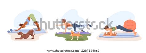 Set Cartoon Characters Young People Training Stock Vector (Royalty Free ...