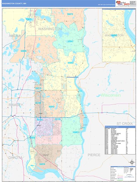 Washington County, MN Wall Map Color Cast Style by MarketMAPS - MapSales