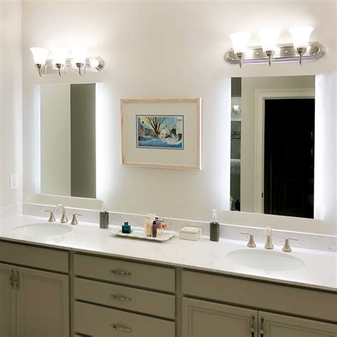 Front-Lighted Vertical LED Bar Bathroom Mirror: 24"x32" - Rectangular – Mirrors and Marble