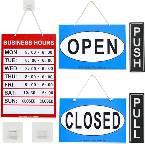 Amazon.com : Business Hours Sign, Open Closed Push Pull Door Signs Kit ...