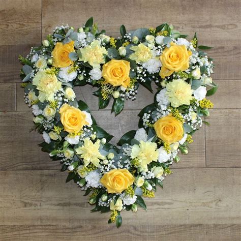 open heart | Funeral flower arrangements, Funeral flowers, Yellow ...