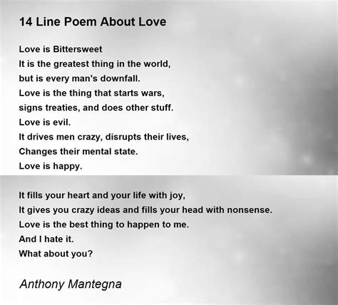 14 Line Poem About Love Poem by Anthony Mantegna - Poem Hunter