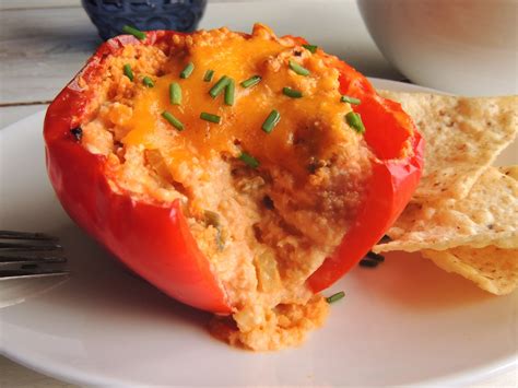Leave a Happy Plate: Healthy Buffalo Chicken Dip Stuffed Peppers ...